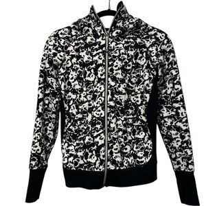 Lululemon Scuba Hoodie, Black & White Floral Pattern- Size 2